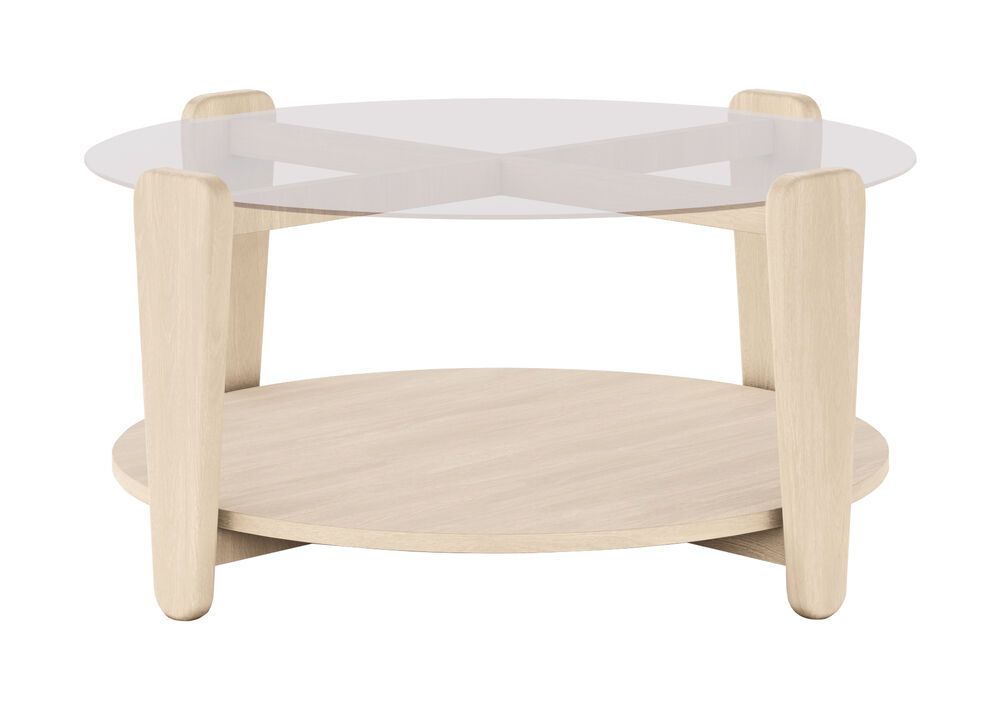 Rowico Arran Sohvapöytä 93cm, valkopesty tammi/lasi