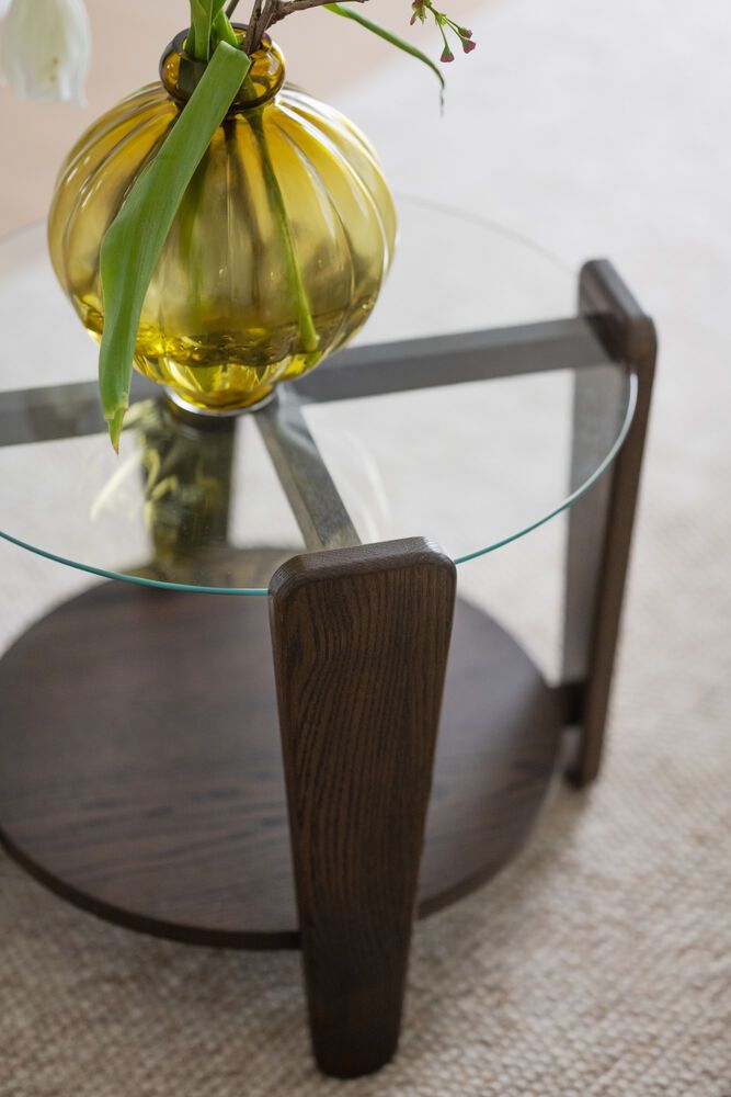 Rowico Arran Sohvapöytä 52cm, ruskea tammi/lasi