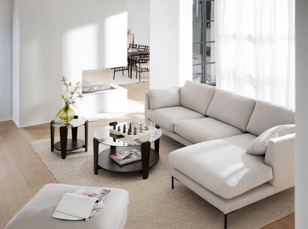 Rowico Arran Sohvapöytä 93cm, valkopesty tammi/lasi