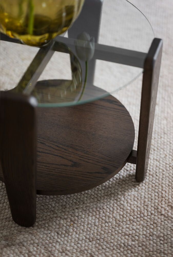 Rowico Arran Sohvapöytä 52cm, ruskea tammi/lasi