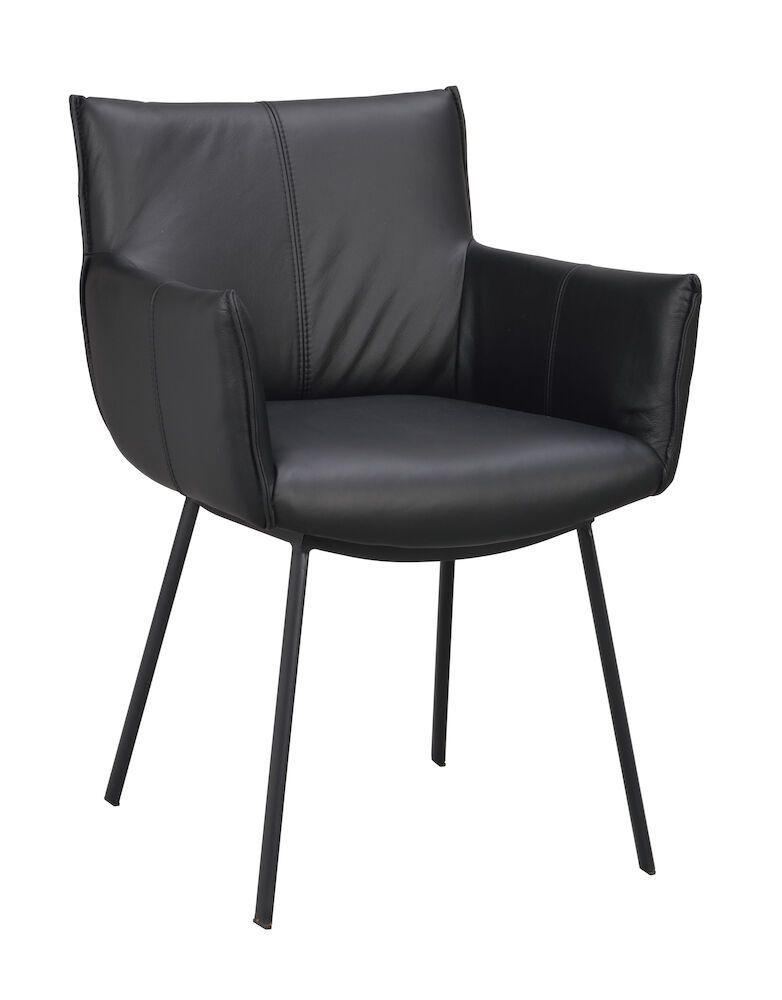 Rowico Hinckley käsinojatuoli, musta nahka