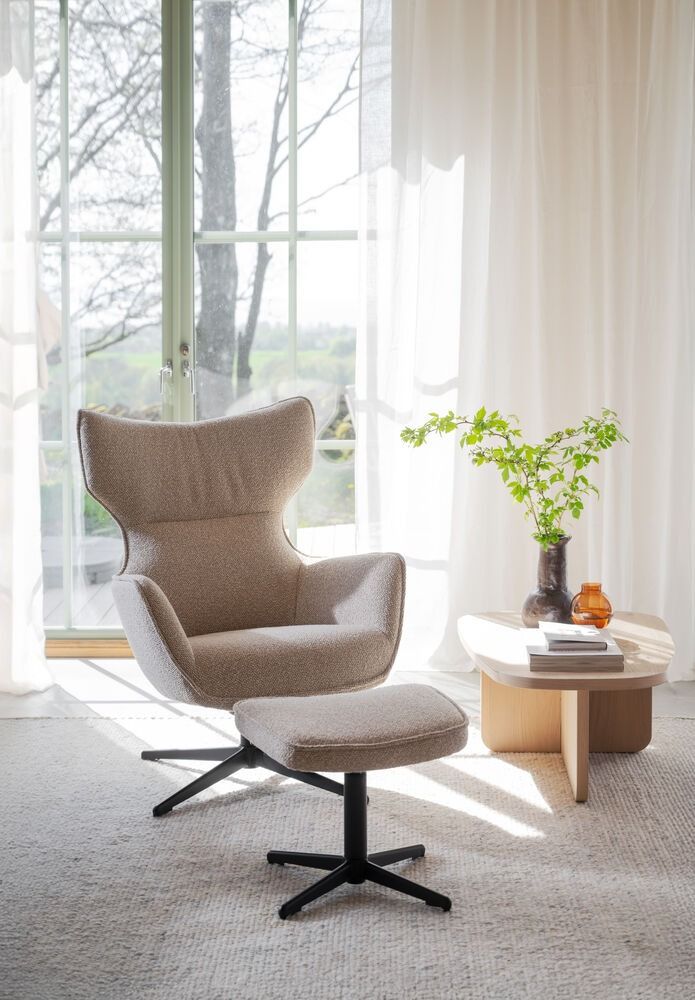 Rowico Jenkins lepotuoli rahilla, beige/musta