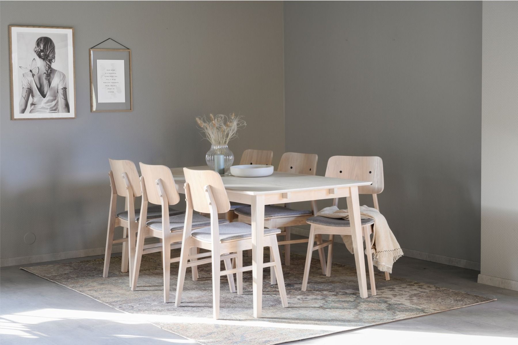 Rowico Filippa ruokapöytä 180cm, valkopesty tammi