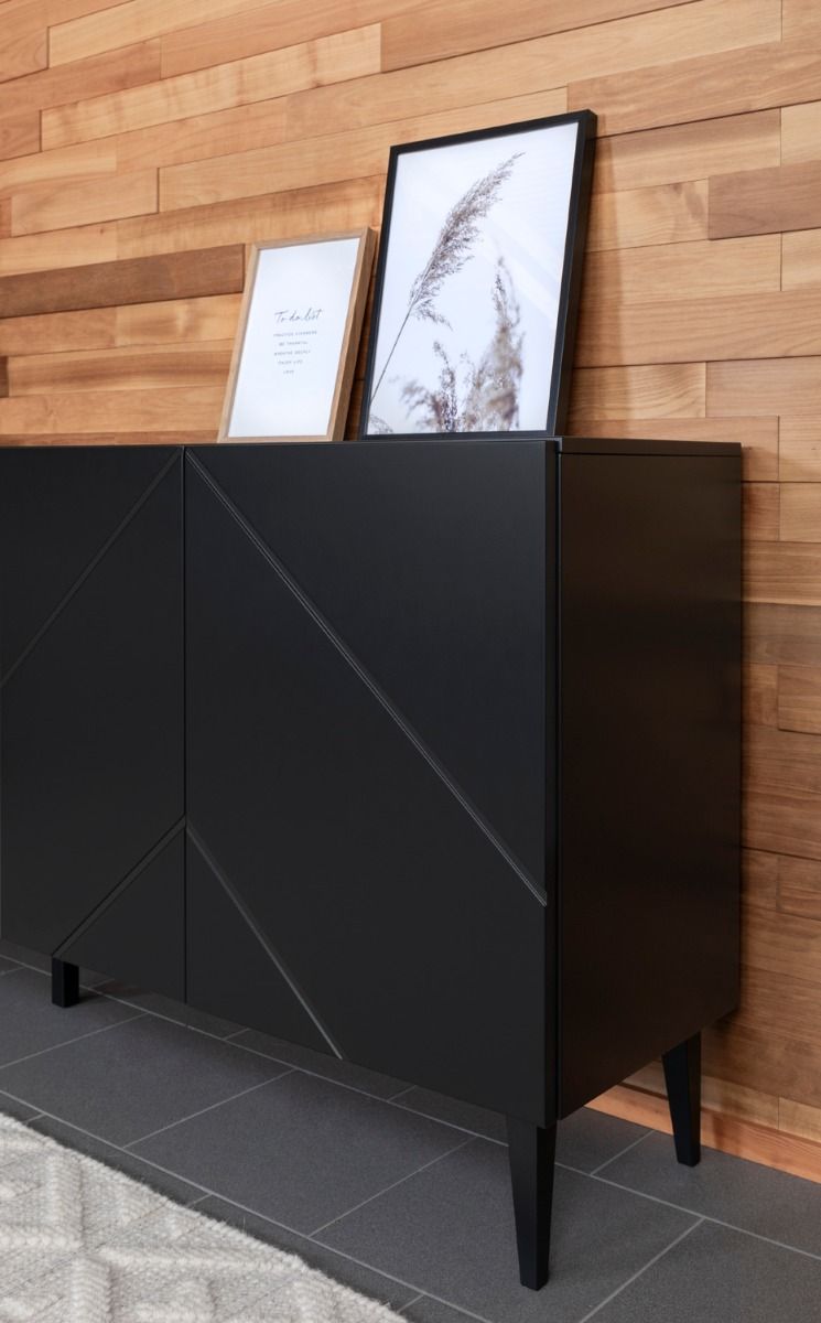 Hiipakka Vilja tv-taso 150cm ovilla, musta