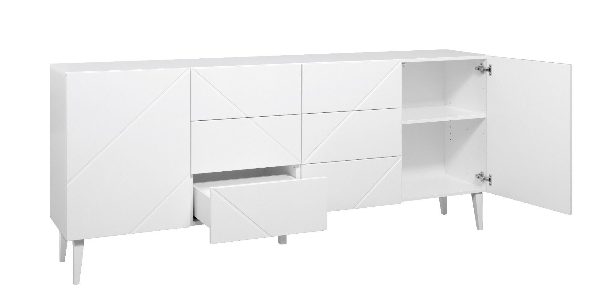 Hiipakka Vilja senkki 200cm ovilla ja laatikoilla, valkoinen