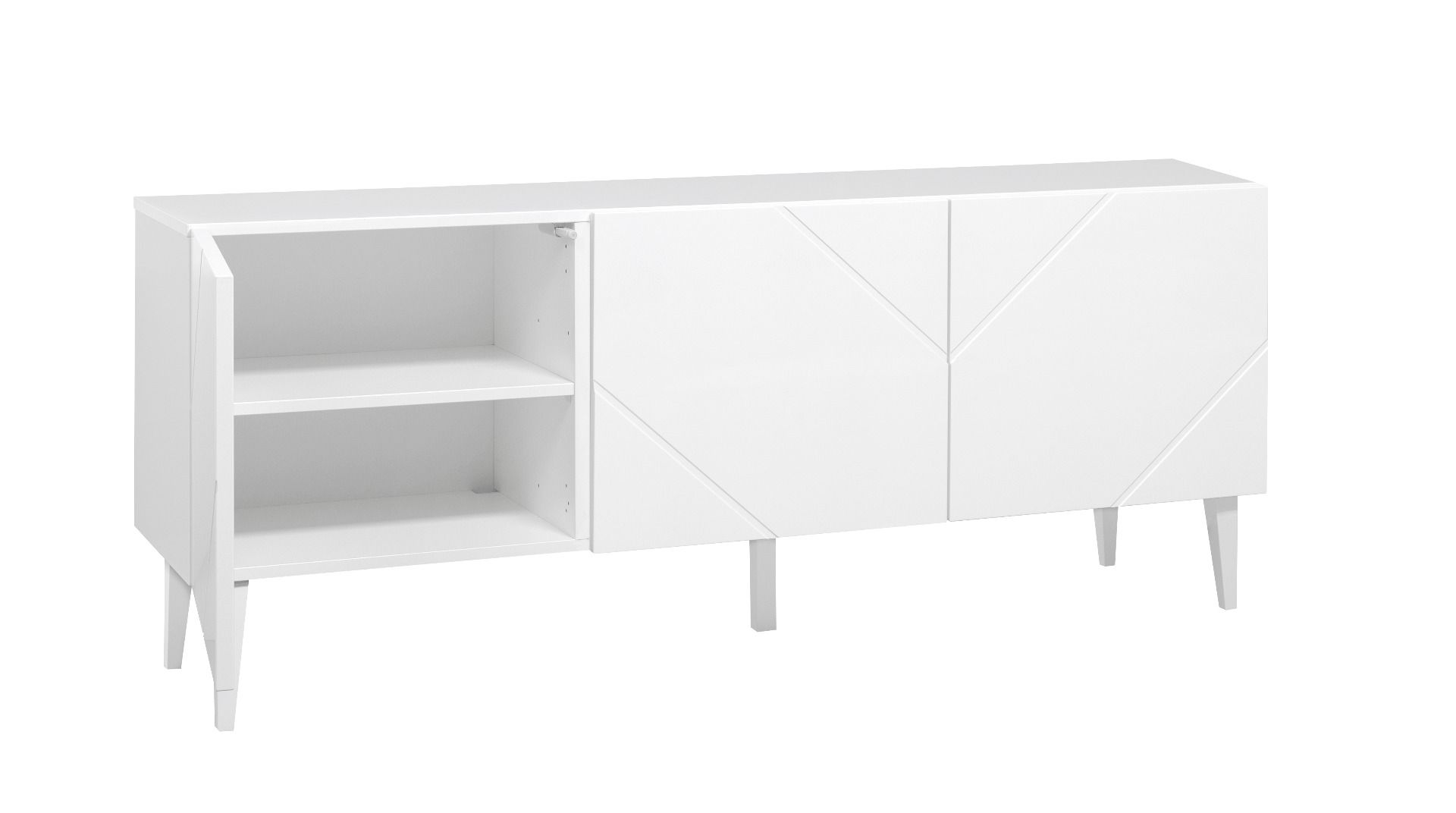 Hiipakka Vilja tv-taso 150cm ovilla, valkoinen