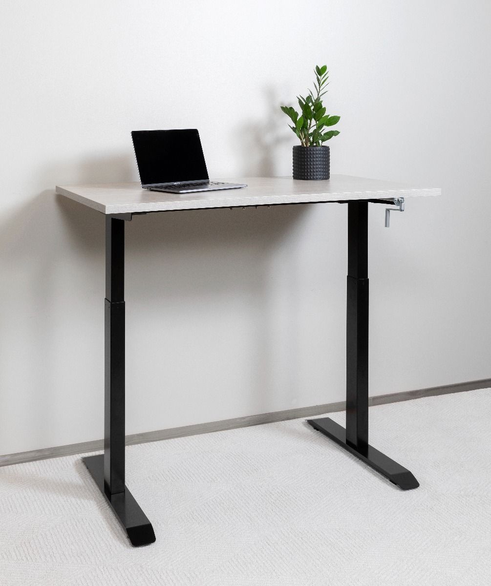 Hiipakka Ergo veivattava säätöpöytä, mustat jalat