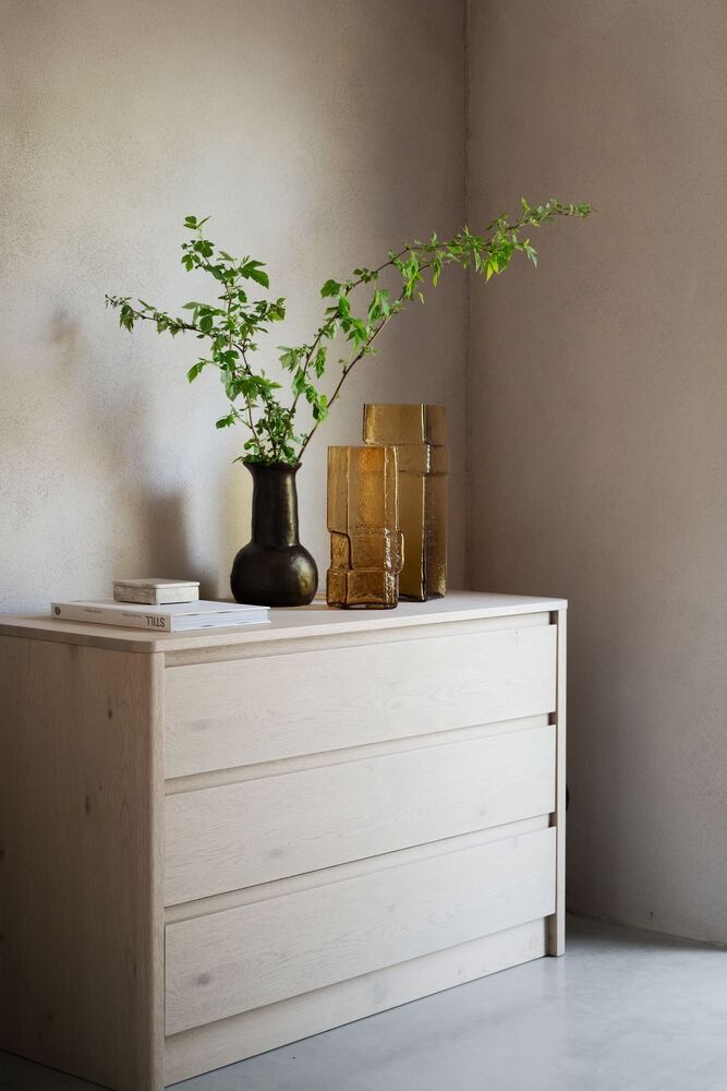 Rowico Melstone lipasto 3 -laatikolla, valkovahattu tammi