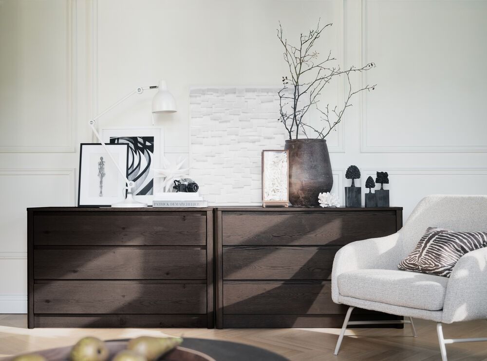 Rowico Melstone lipasto 3 -laatikolla, ruskea tammi