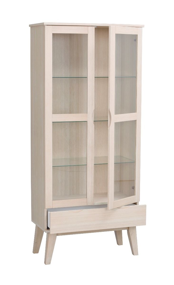 Rowico Filippa korkea vitriini, valkopesty tammi