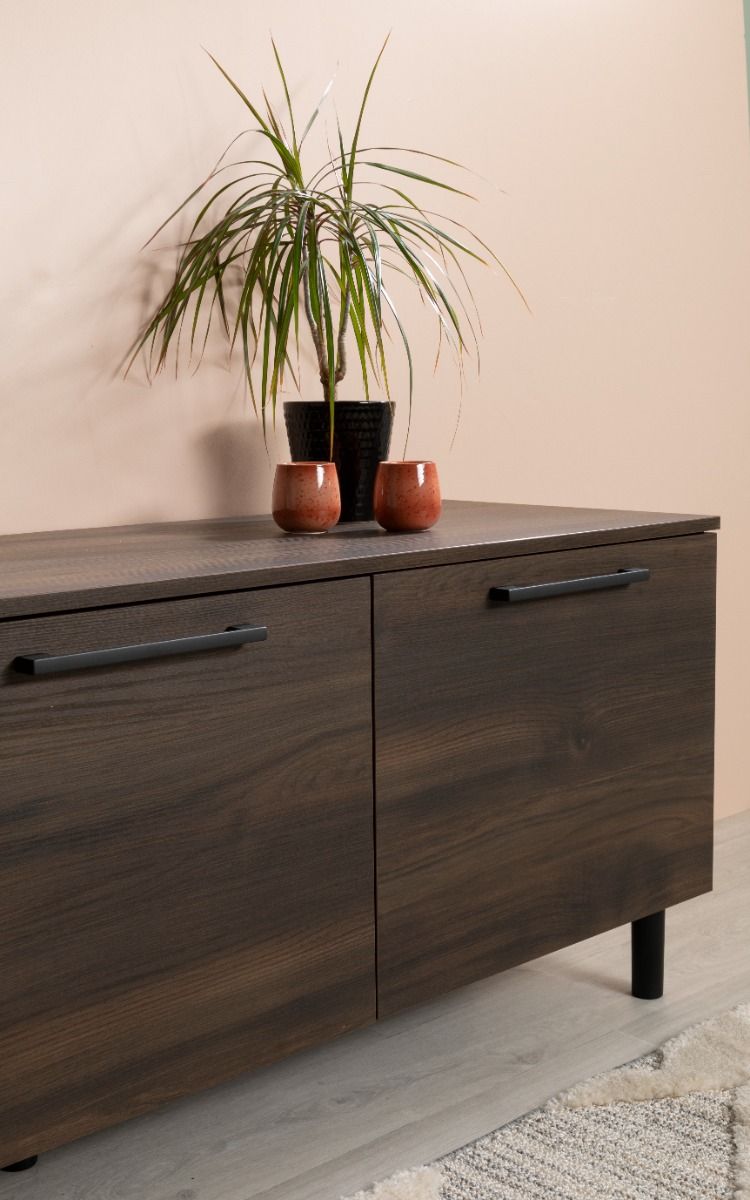 Hiipakka Solo TV-taso 220 cm ovilla, tummanruskea tammi