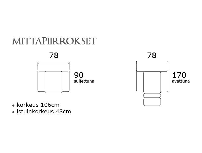 PK Castillo Kick reclinertuoli, kangasverhoiltu