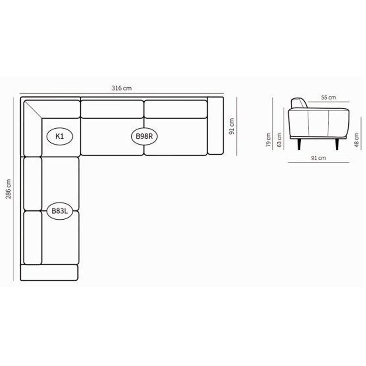 Neiser Sophia kulmasohva, keltainen