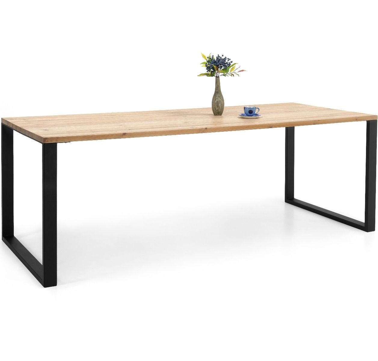 Edna ruokapöytä 180 x 90 cm ruskea, mustat metallijalat