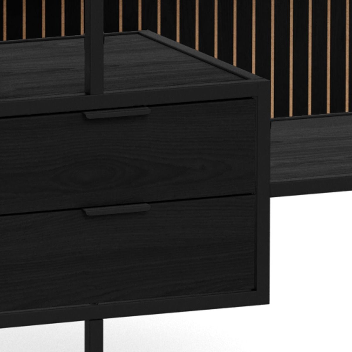 Seaford avohylly 9 laatikoilla musta 114x35x78 cm
