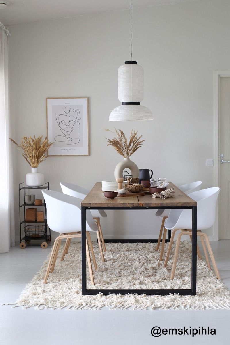 Edna ruokapöytä 220 x 90 cm ruskea, mustat metallijalat