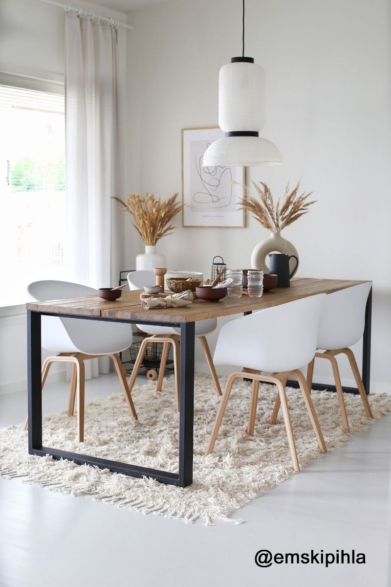 Edna ruokapöytä 180 x 90 cm ruskea, mustat metallijalat