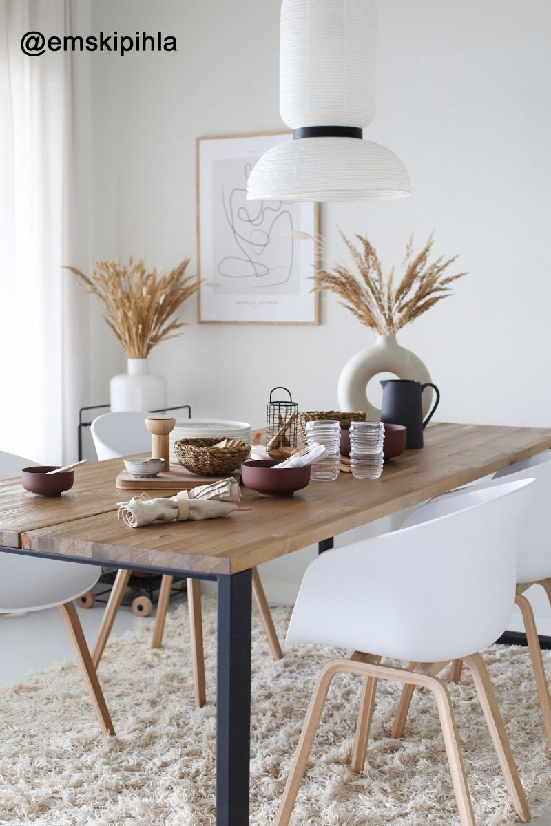 Edna ruokapöytä 220 x 90 cm ruskea, mustat metallijalat