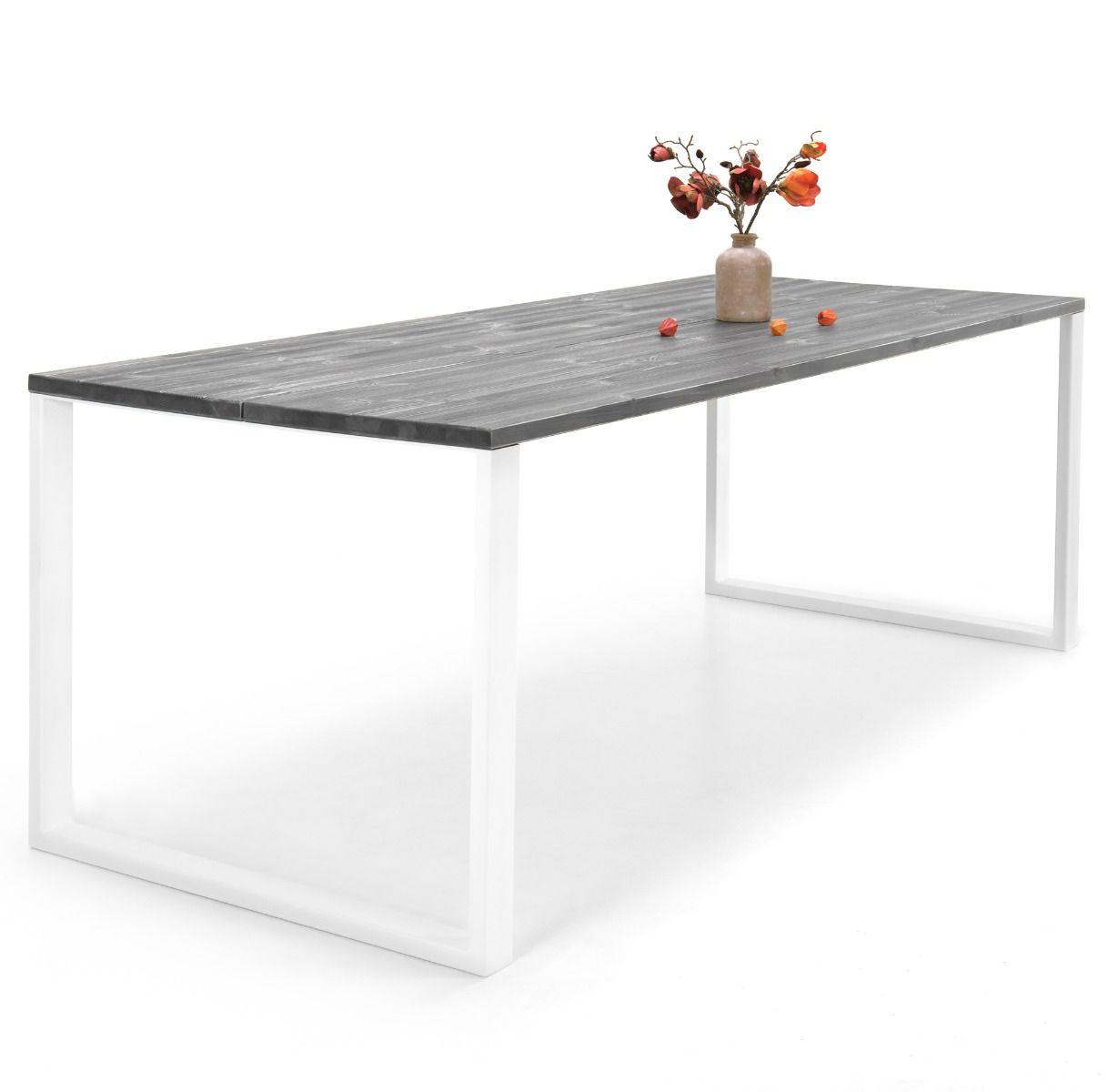 Edna ruokapöytä 140 x 90 cm harmaa, valkoiset metallijalat