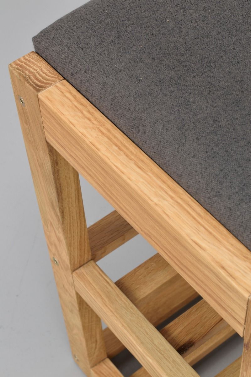 Rowico Confetti kenkäteline istuimella, öljytty tammi/harmaa