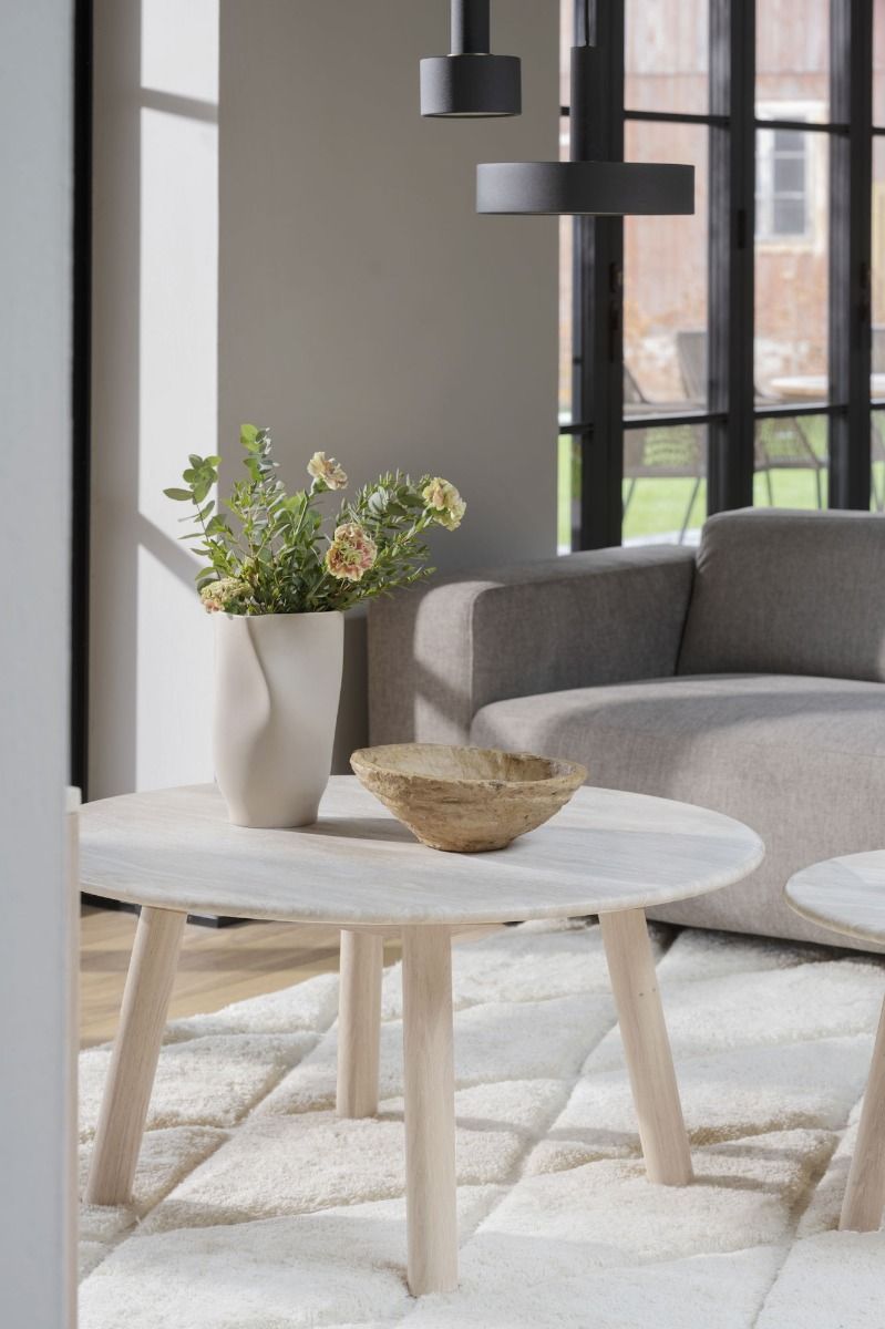 Rowico Taransay sohvapöytä Ø90cm, beige/valkopesty