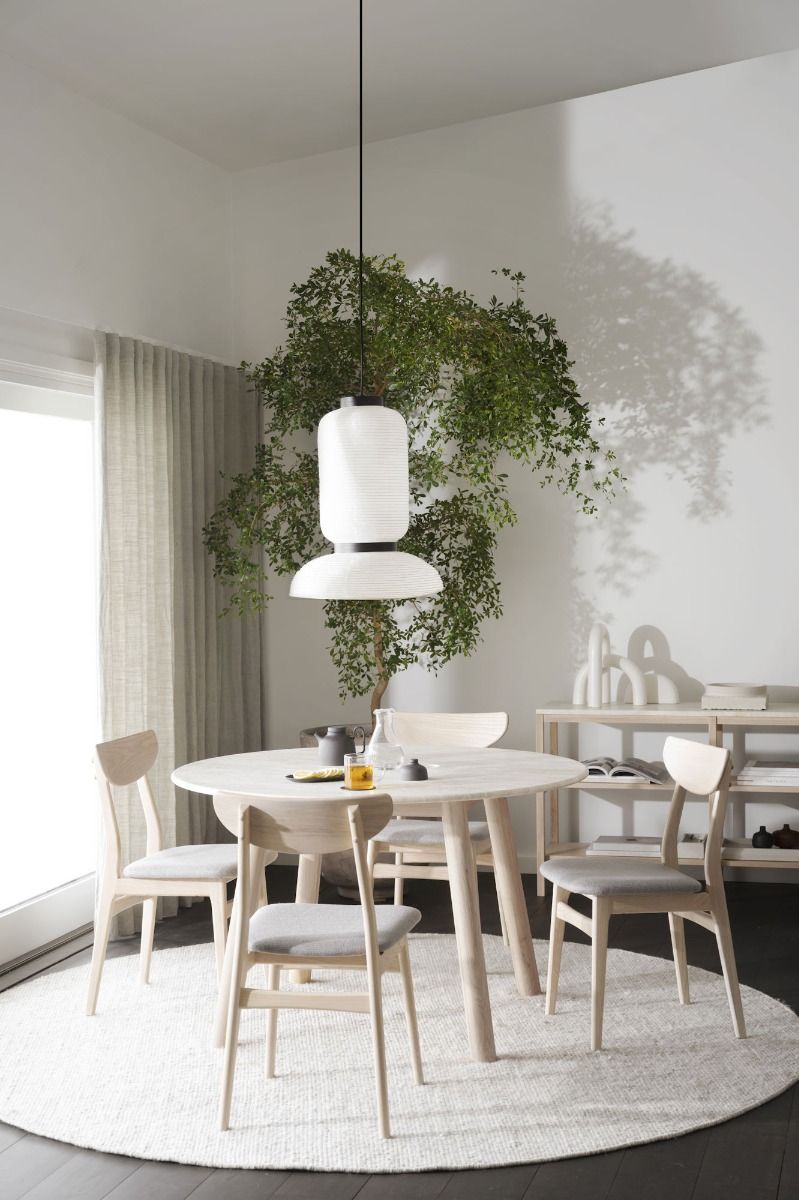 Rowico Taransay ruokapöytä Ø125cm, beige/valkopesty