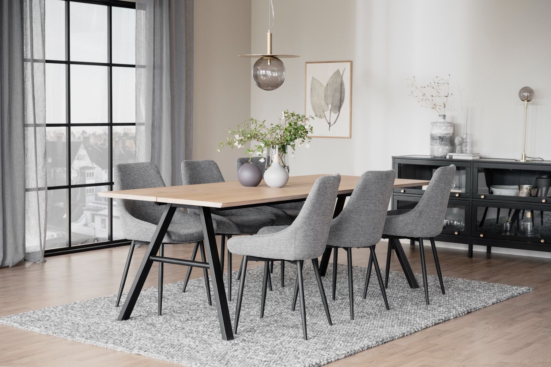 Rowico Brigham ruokapöytä 90x220cm, valkopesty