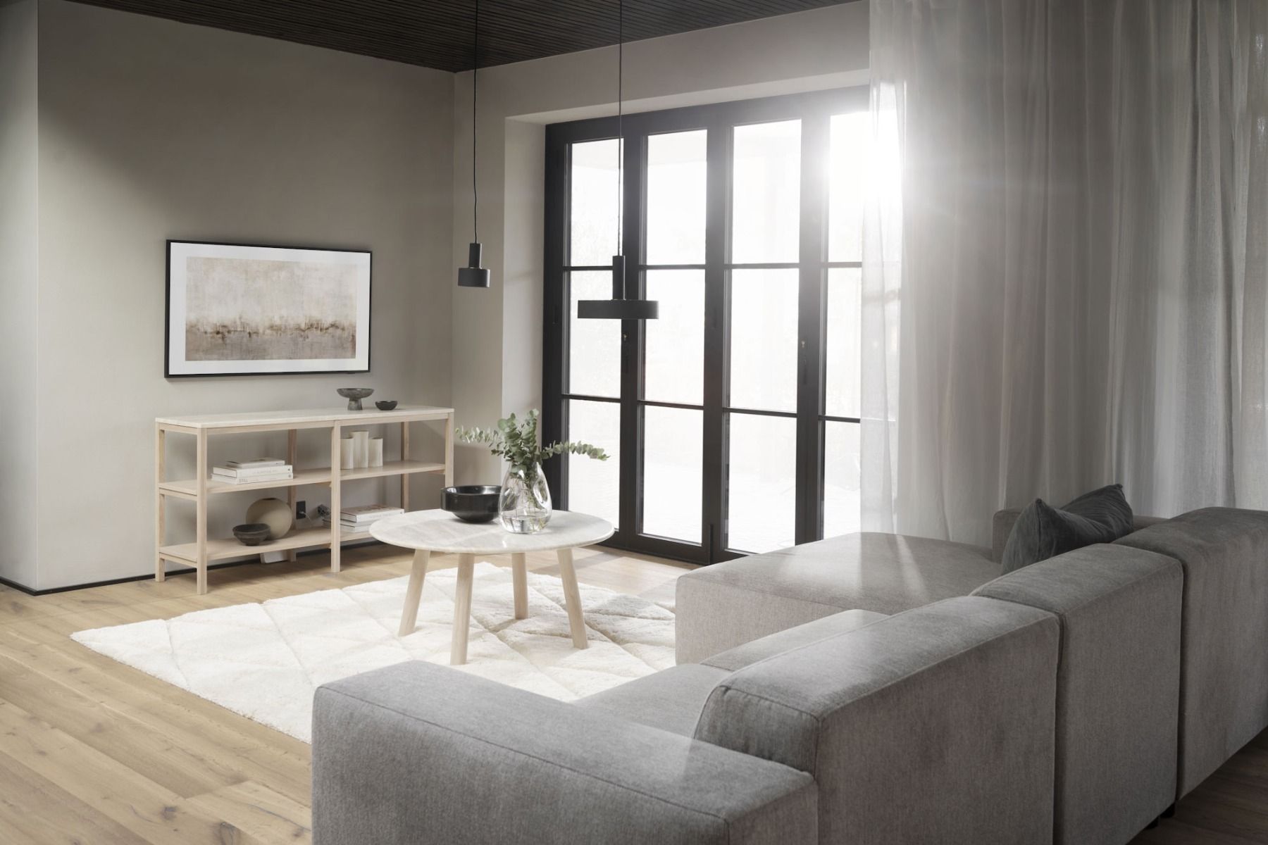 Rowico Orwel sivupöytä, beige/valkopesty