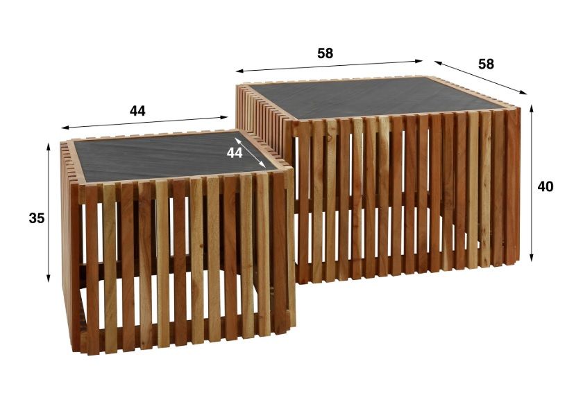 Amsterdam 2-osainen sohvapöytä, akaasia