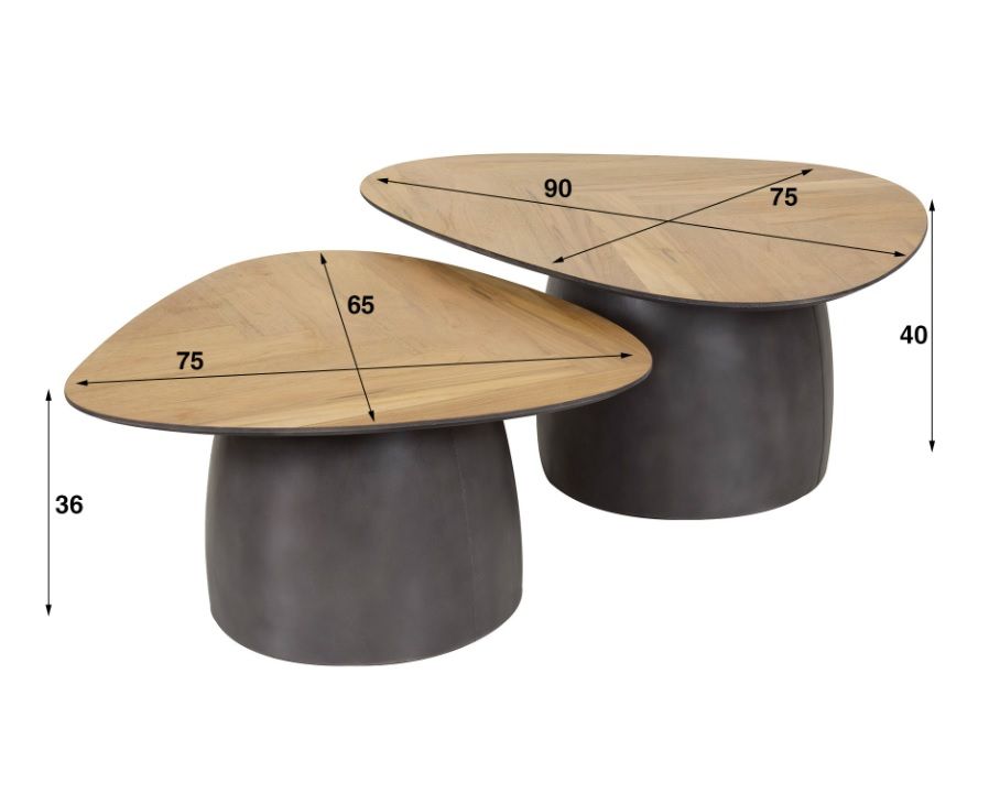 Amsterdam 2-osainen sohvapöytä, ääretön