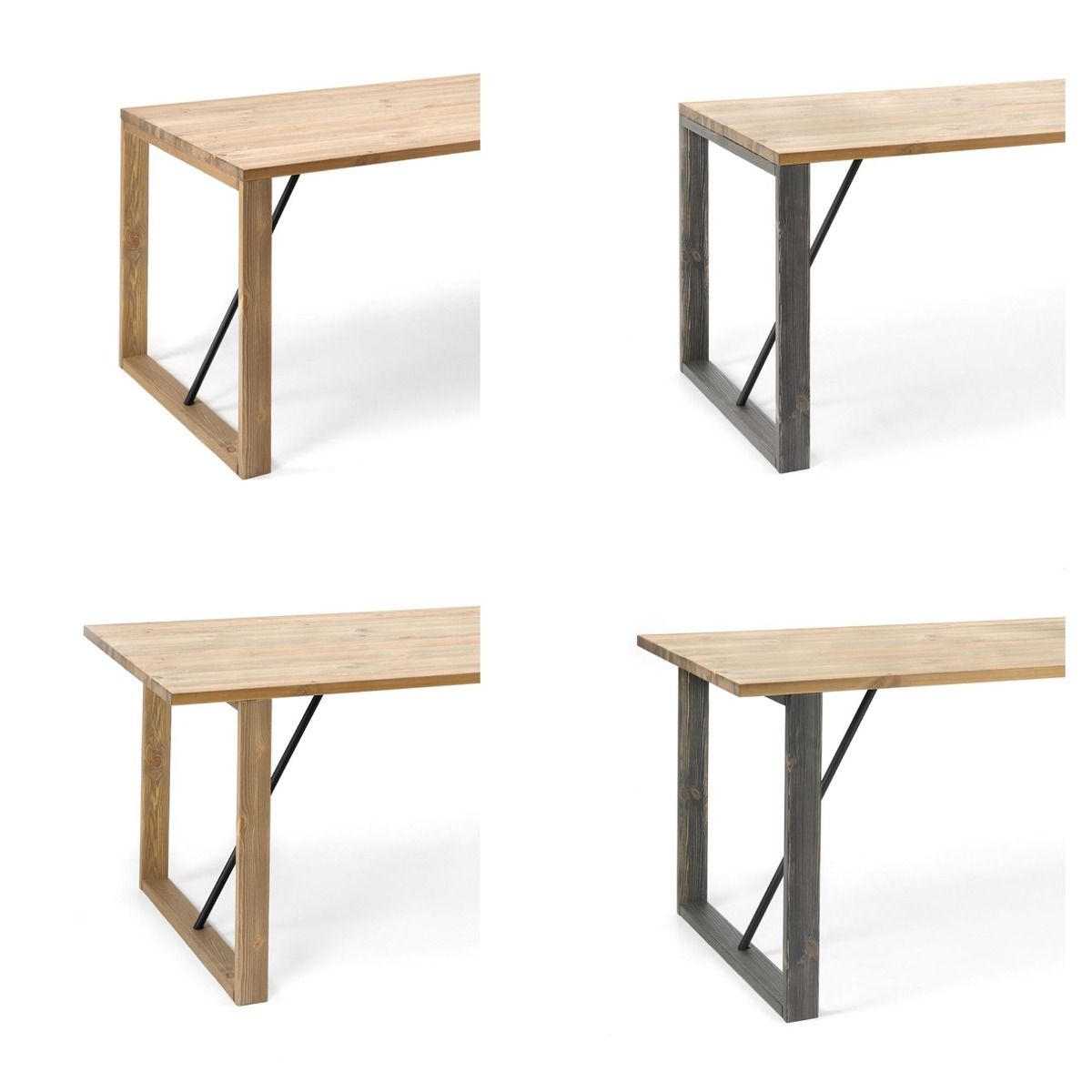 Edna ruokapöytä 220 x 90 cm ruskea, puujalat