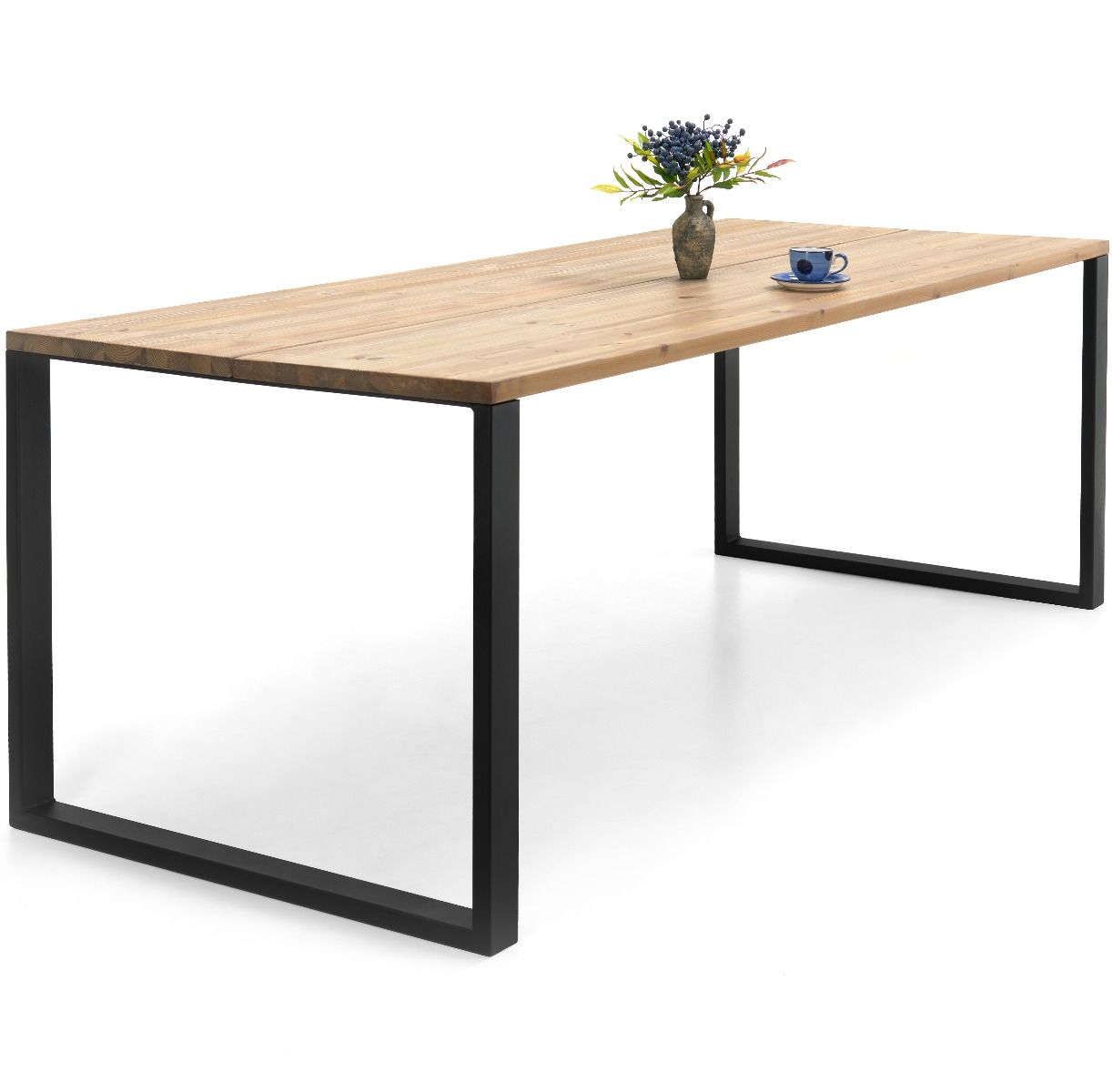 Edna ruokapöytä 180 x 90 cm ruskea, mustat metallijalat