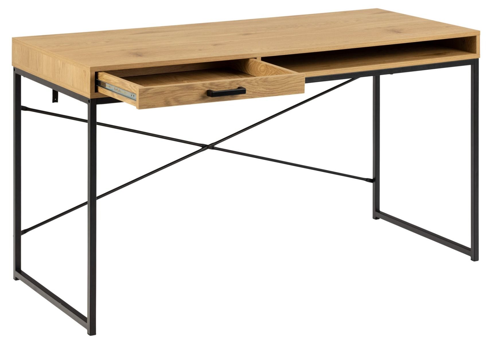 Seaford työpöytä laatikolla 140 cm tammi-musta