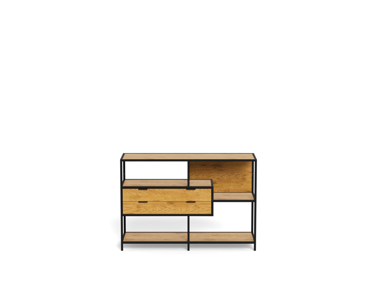 Seaford avohylly 9 laatikoilla tammi-musta 114x35x78 cm