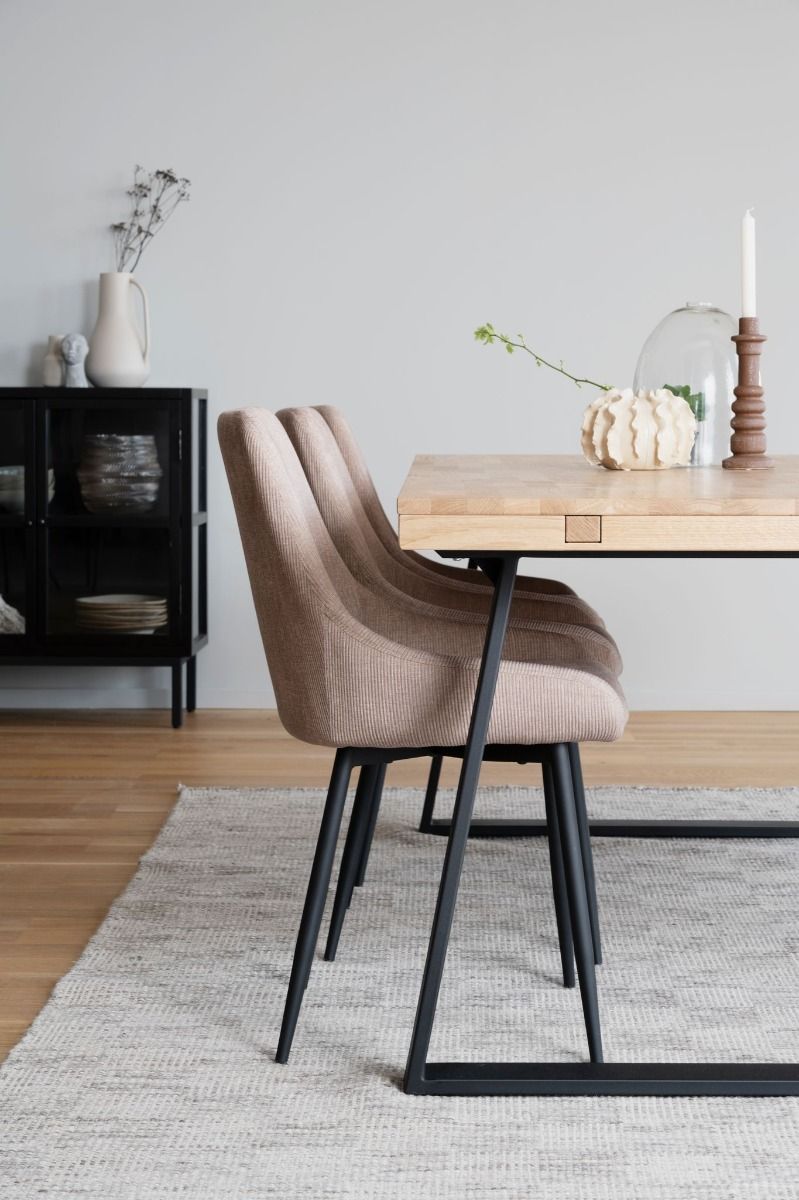 Rowico Brooklyn pöytä 95x170cm u-jalalla, tammi/musta