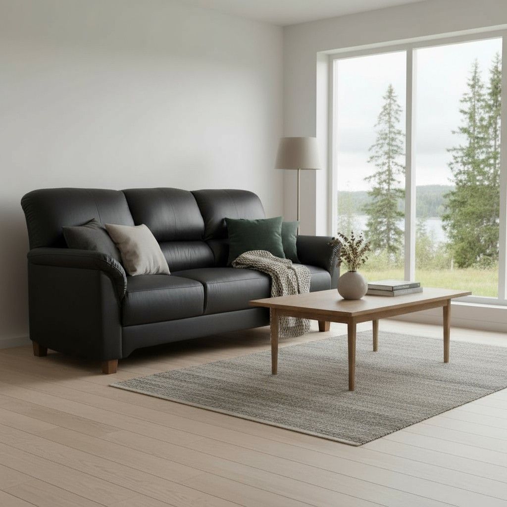 Unico Colibri 3+2 nahkakalusto, musta