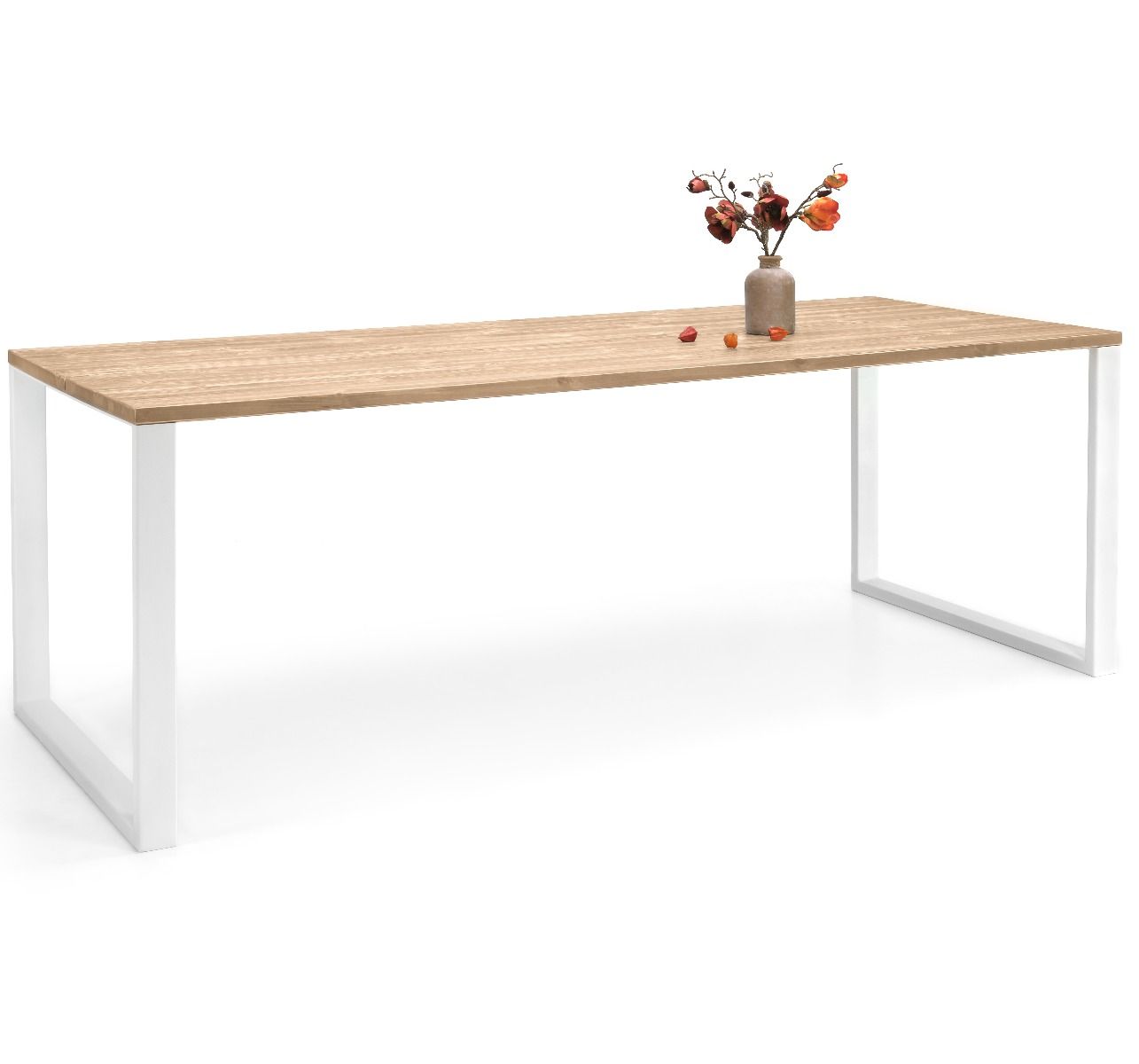 Edna ruokapöytä 140 x 90 cm ruskea, valkoiset metallijalat