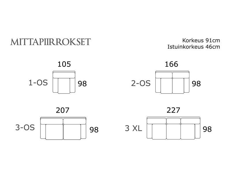 PK Furniture Bueno 3 XL nahkasohva, kotimainen