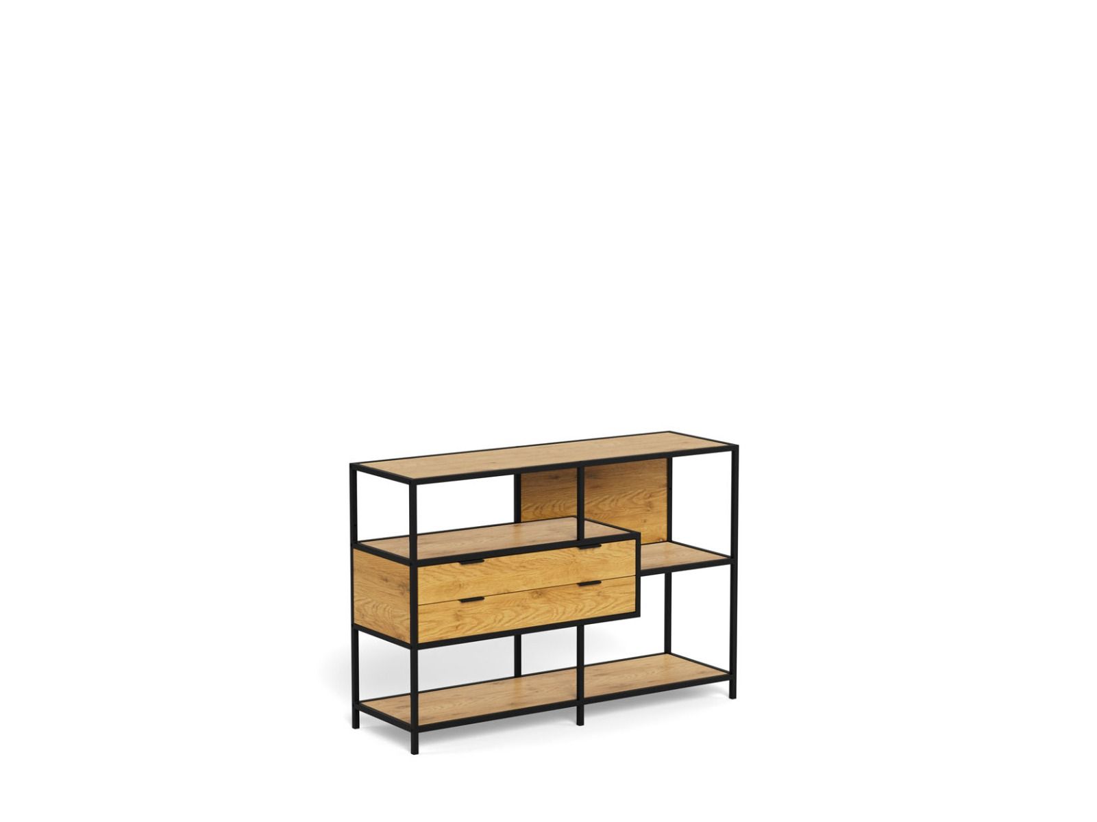 Seaford avohylly 9 laatikoilla tammi-musta 114x35x78 cm