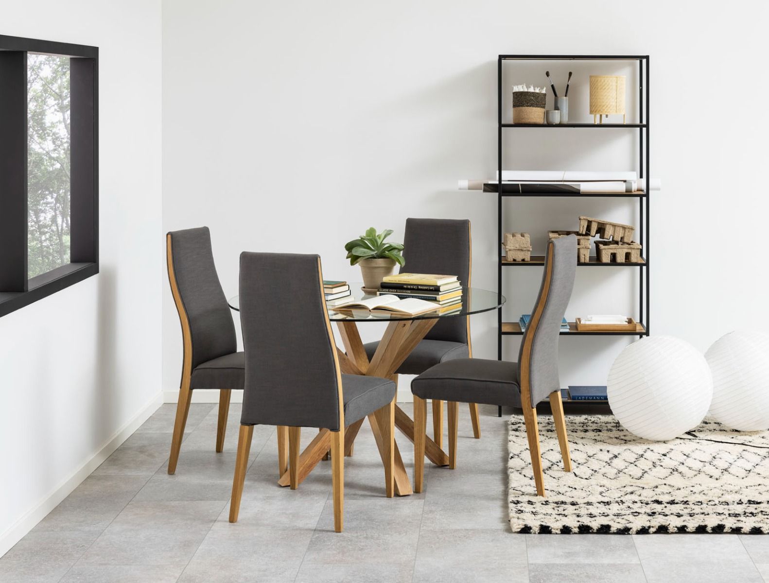 Seaford avohylly 5 suora tammi-musta 77x35x185 cm