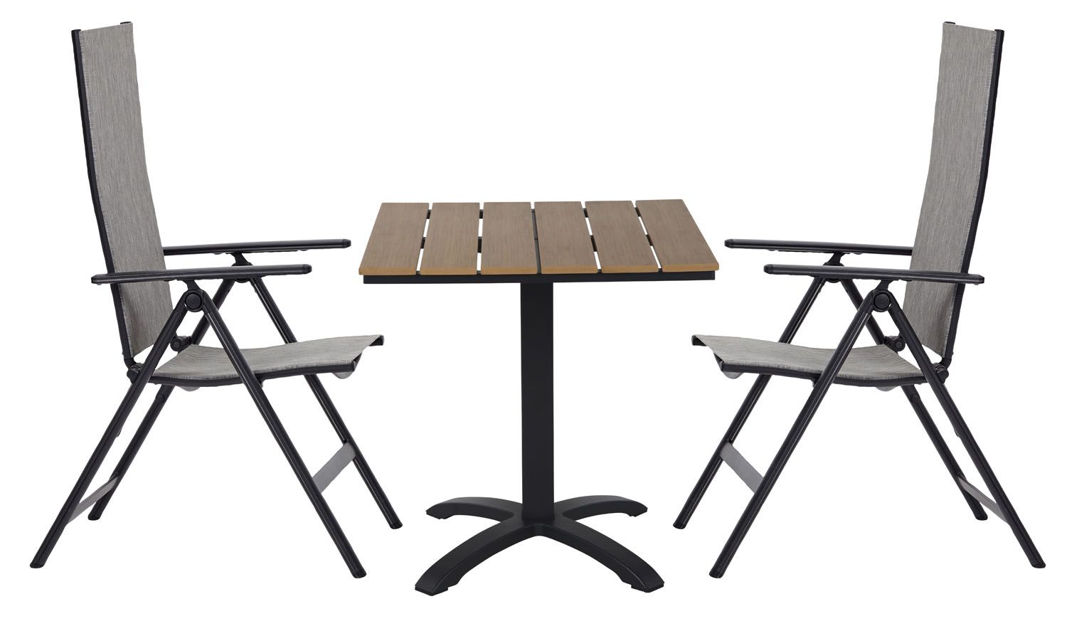 Mocca parvekepöytä + 2 Rico säätötuolia