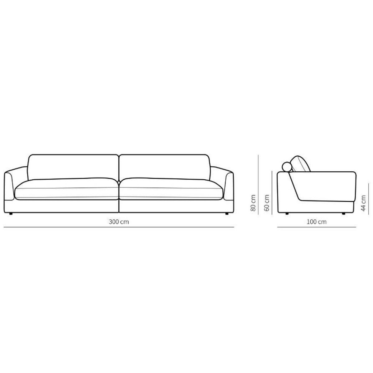 Neiser Fabian sohva 300 cm, valkoinen