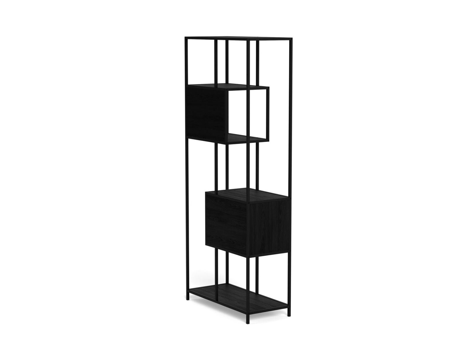 Seaford avohylly 10 laatikoilla musta 77x35x185 cm