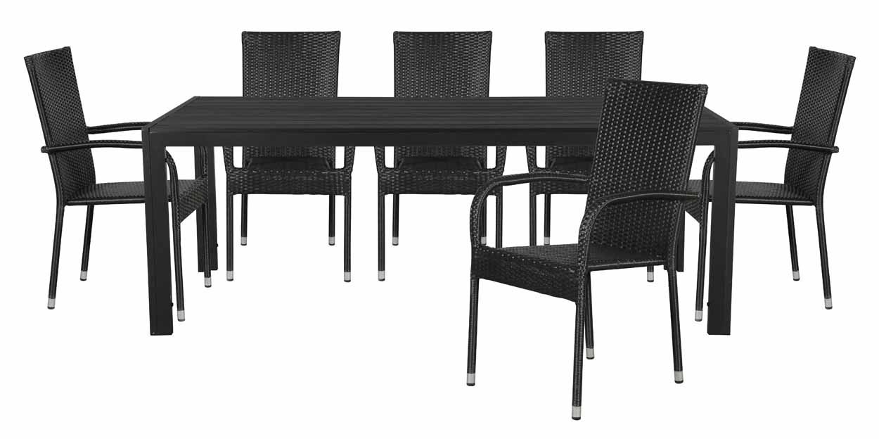 Moonlight pöytä 90x205cm + 6kpl tuolit