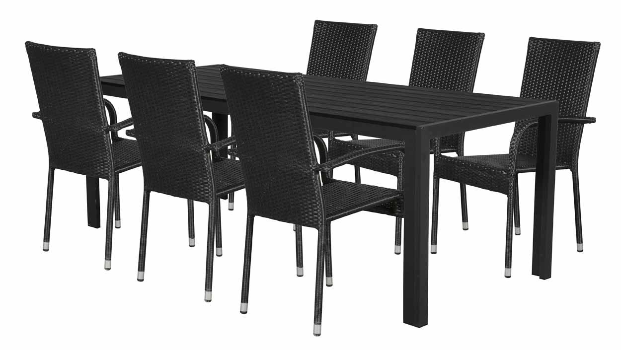 Moonlight pöytä 90x205cm + 6kpl tuolit