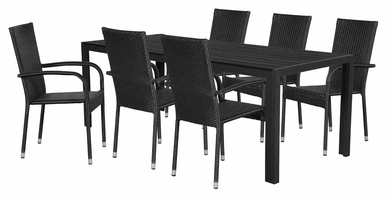 Moonlight pöytä 90x205cm + 6kpl tuolit