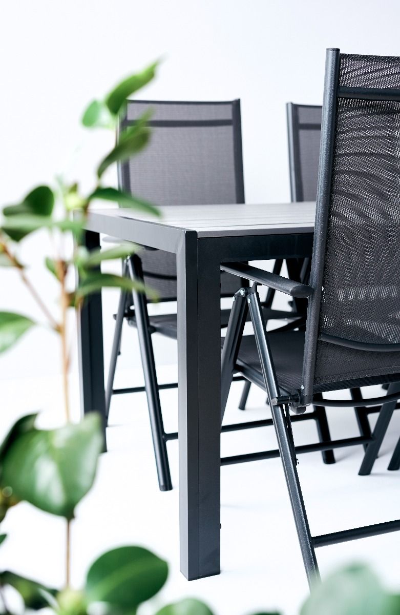 Moonlight ruokapöytä 90x205cm, musta/harmaa