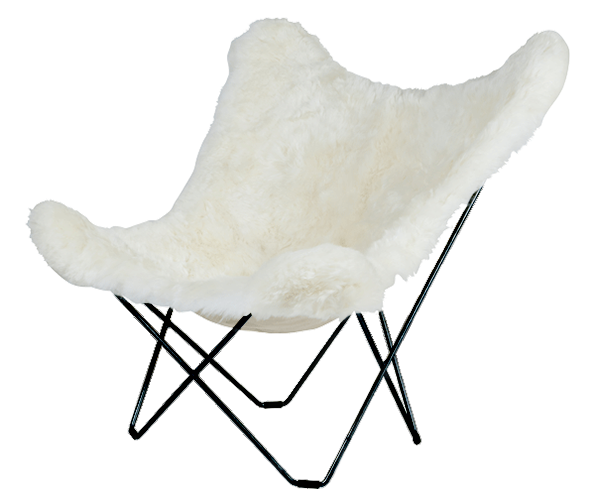 Cuero Lepakkotuoli Iceland Mariposa, White Shorn