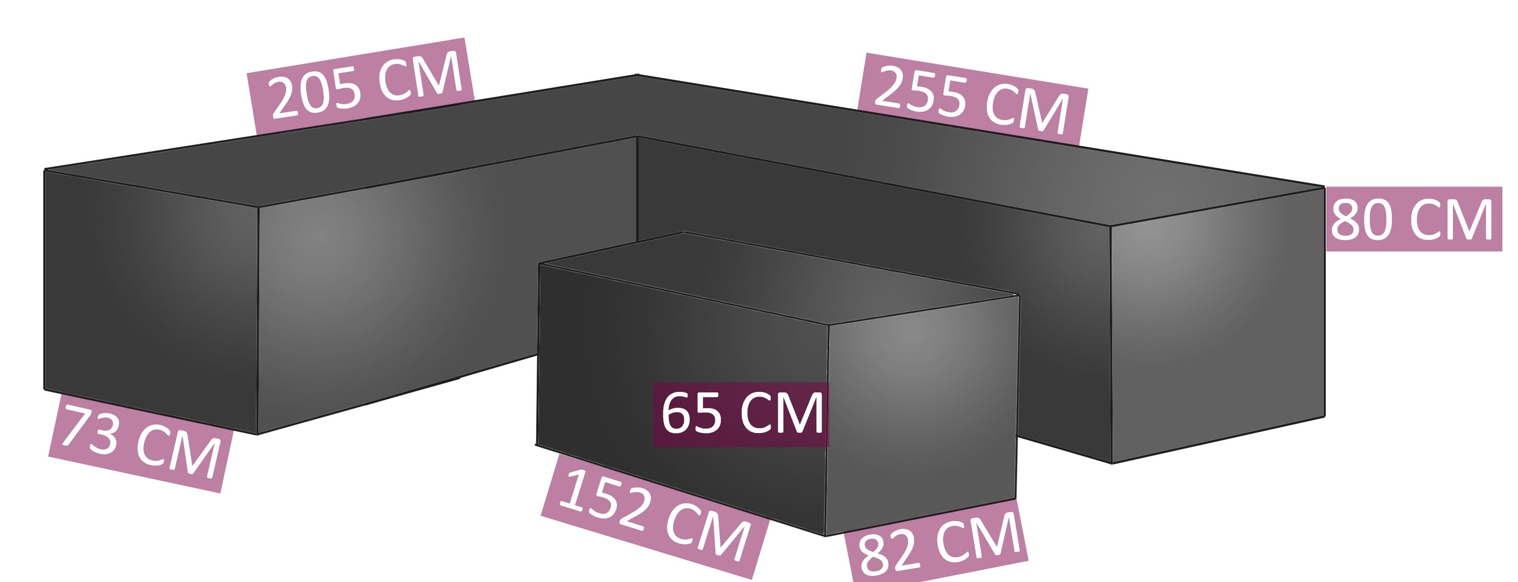 Premium suojapeite kulmasohvasetille 255x205 cm