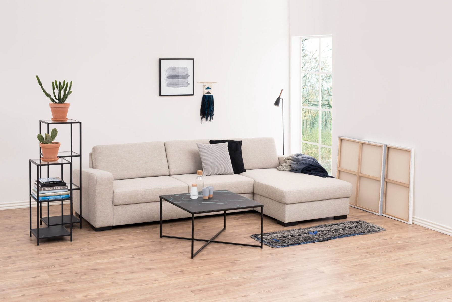 Seaford avohylly 2 lasihyllyt, (35x37x119,5 cm)
